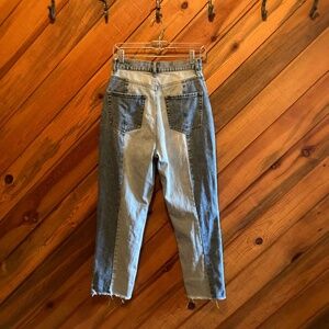 High waisted, two tone, cute fun and funky denim jeans!
